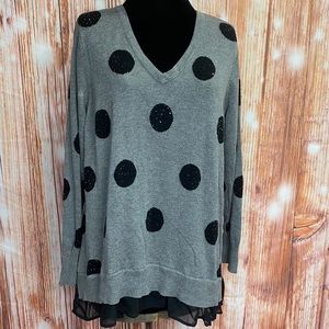 Chelsea & Theodore Plus Size Embellished Polka Dot Sweater